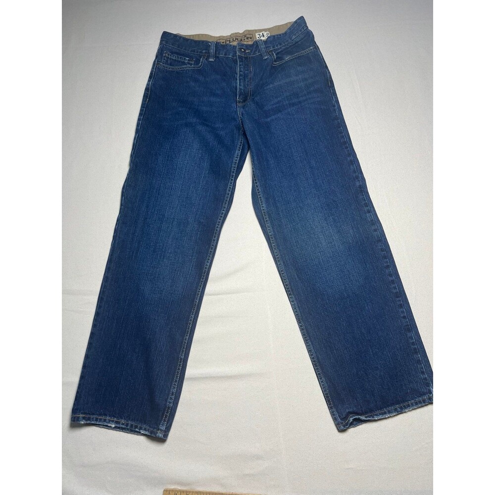 Vintage Plugg Jeans Mens 34x31 Relaxed Straight Medium Wash Y2K Faded Denim